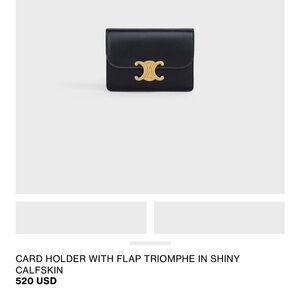 CELINE CARD HOLDER WITH FLAP TRIOMPHE IN SHINY CALFSKIN